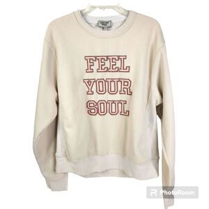 Feel Your Soul Mens Long Sleeve Embroidered Crewneck Sweatshirt Size Medium
